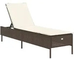 vidaXL Sonnenliege mit Auflage Braun Poly Rattan