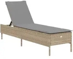 vidaXL Sonnenliege mit Auflage Beige Poly Rattan