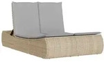 vidaXL Doppel-Sonnenliege mit Auflagen Beige Poly Rattan