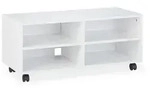 Relaxdays TV Board mit 4 F&auml;chern, mit Rollen, f&uuml;r CDs, DVDs & Konsole, Phonotisch