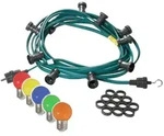 Illu- Party Lichterkette Au&szlig;enlichterkette 20m gr&uuml;n 20 bunte LED Kugellampen