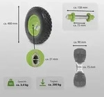 Baumarktplus Schubkarrenrad gr&uuml;n/Schwarz Vollgummi 4.80/4.00-8 + Achse Ersatzrad