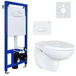 Belvit Komplettset Wand H&auml;nge WC Sp&uuml;lrandlos + Deckel + Vorwandelement +