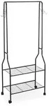 Relaxdays Rollgarderobe, mit 2 Ablagen f. Schuhe, Taschen, Accessoires, Haken,