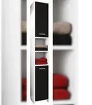 VCM Badm&ouml;bel Hochschrank Zalo Wei&szlig; / Schwarz H. 180 x B. 30 x T. 30 cm