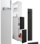 VCM Badm&ouml;bel Hochschrank Sadilo Wei&szlig; / Schwarz H. 183 x B. 25 x T. 50 cm