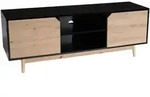 Lowboard FineBuy TV Schrank 150 cm Fernsehkommode Fernsehschrank Schwarz Eiche