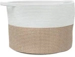 vidaXL W&auml;schekorb Braun und Wei&szlig; &Oslash;55x36 cm Baumwolle