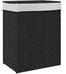 vidaXL W&auml;schekorb mit Deckel Schwarz 46x33x60 cm Poly Rattan