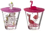 Leonardo BAMBINI 2er Set Kinderbecher mit Deckel 'Einhorn' & 'Flamingo'