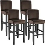 tectake Barhocker aus Kunstleder - 4er Set braun