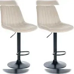 CLP 2er Set Barhocker Toni Samt creme/Metall matt schwarz