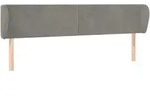 vidaXL Kopfteil mit Ohren Hellgrau 183x23x78/88 cm Samt