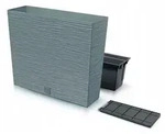 Prosperplast - Zementfarbener Blumentopf mit Reservoir, FURU-Kollektion - 58 x 18 x