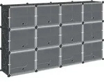 vidaXL Regalsystem mit 12 W&uuml;rfeln und T&uuml;ren Schwarz PP