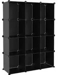 vidaXL Regalsystem mit 12 W&uuml;rfeln Schwarz PP