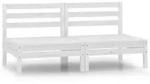 vidaXL Garten-Mittelsofas 2 Stk. Wei&szlig; Kiefer Massivholz
