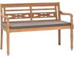 vidaXL Batavia-Bank mit Dunkelgrauem Kissen 120 cm Teak Massivholz