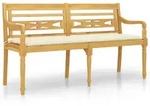 vidaXL Batavia-Bank mit Creme Kissen 150 cm Massivholz Teak