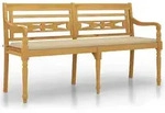 vidaXL Batavia-Bank mit Beigem Kissen 150 cm Massivholz Teak