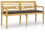 vidaXL Batavia-Bank mit Anthrazit Kissen 150 cm Massivholz Teak