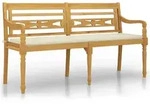 vidaXL Batavia-Bank mit Creme Kissen 150 cm Massivholz Teak