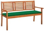 vidaXL 3-Sitzer-Gartenbank mit Auflage 150 cm Massivholz Eukalyptus