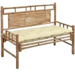 vidaXL Gartenbank mit Auflage 120 cm Bambus
