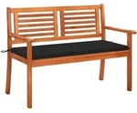 vidaXL 2-Sitzer-Gartenbank mit Auflage 120 cm Massivholz Eukalyptus