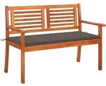 vidaXL 2-Sitzer-Gartenbank mit Auflage 120 cm Massivholz Eukalyptus
