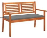 vidaXL 2-Sitzer-Gartenbank mit Auflage 120 cm Massivholz Eukalyptus