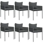 vidaXL Gartenst&uuml;hle mit Kissen 6 Stk. Schwarz 54x61x83 cm Poly Rattan