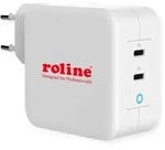 ROLINE USB Charger mit Euro-Stecker, 2 Port Typ-C (PD), GaN, 100W