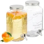 Relaxdays Getr&auml;nkespender 2er Set, Limobeh&auml;lter 3,5 l, Zapfhahn & Deckel,
