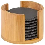 Westmark 8 Naturschiefer-Untersetzer, rund, &oslash; 10 cm, in Bambusbox