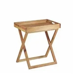 Relaxdays Tabletttisch klappbar, Serviertisch Walnuss-Holz, Klapptisch klein,