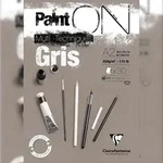Clairefontaine PaintON Gris, Block A2, kopfseitig geleimt, 30 Blatt, 250g, grau,