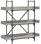 vidaXL B&uuml;cherregal 3 B&ouml;den Grau Sonoma 100x33x108,5 cm Holzwerkstoff