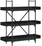 vidaXL B&uuml;cherregal 3 B&ouml;den Schwarz 100x33x108,5 cm Holzwerkstoff