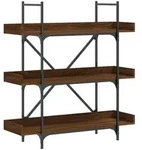 vidaXL B&uuml;cherregal 3 B&ouml;den Braun Eichen-Optik 100x33x108,5 cm