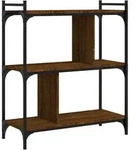 vidaXL B&uuml;cherregal 3 B&ouml;den Braun Eichen-Optik 76x32x88cm Holzwerkstoff