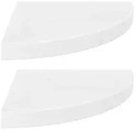 vidaXL Eck-Schweberegale 2 Stk. Hochglanz-Wei&szlig; 35x35x3,8 cm MDF