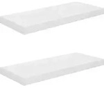 vidaXL Schweberegale 2 Stk. Hochglanz-Wei&szlig; 60x23,5x3,8 cm MDF