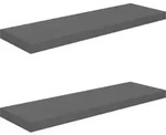 vidaXL Schweberegale 2 Stk. Hochglanz-Grau 80x23,5x3,8 cm MDF