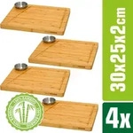 4er Set - Bambus-Servierbrett mit Dip-Schale - 30x25cm Steakbrett aus Holz