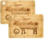 2x Massives Schneidebrett mit Saftrille 33x23 - 2cm Bambus Holzbrett - Ruschfest
