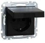 Merten System M, Steckdose 1f, UP m.BS IP20,schwarz matt, Ocean Plastic