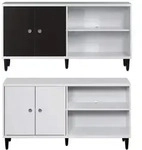 Ebuy24 Evolution TV Tisch 2 T&uuml;ren, 2 R&auml;ume wei&szlig;, schwarz.