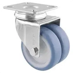 WAGNER Soft-Lenk -Doppelrolle ECO - &Oslash; 75 mm, Stahl verzinkt, blau/wei&szlig;,