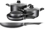 M&Auml;SER Kochtopfset 6-tlg., Serie Izar, Aluminium gepresst, SCHWARZ, 